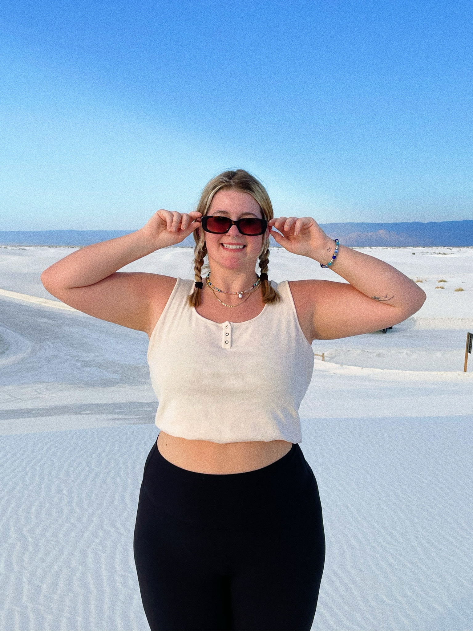 summer travel outfit✨🤍

top: thrifted
leggings: lululemon align 
sunglasses: amazon
shoes: birkenstock
jewelry: handmade with items from hobby lobby 🤠

#curveoutfit #plussizesummeroutfit #plussizelululemon #roadtripoutfit 

#LTKSeasonal #LTKtravel #LTKplussize