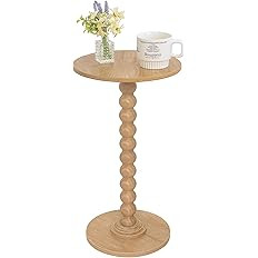 Small Side Table, Drink Table for Small Spaces, Modern Martini Table with Solid Wood Leg, Round E... | Amazon (US)