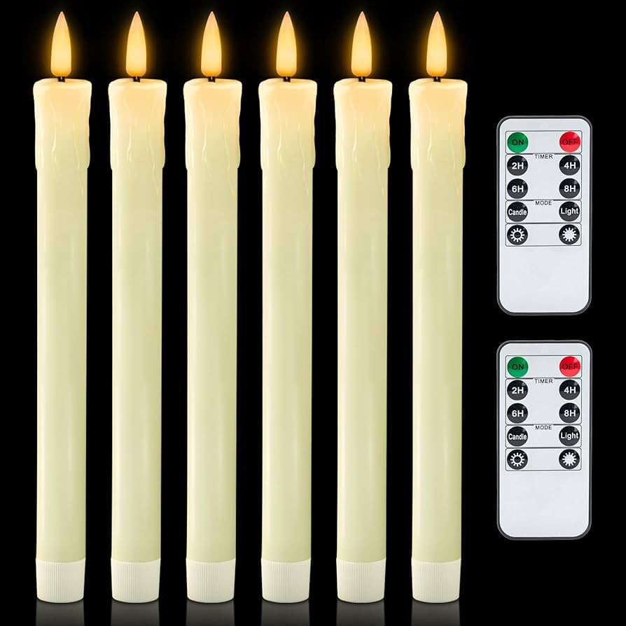 Homemory 6 PCS Real Wax Flameless Taper Candles with Remote, Flickering LED Candlesticks with Tim... | Amazon (US)