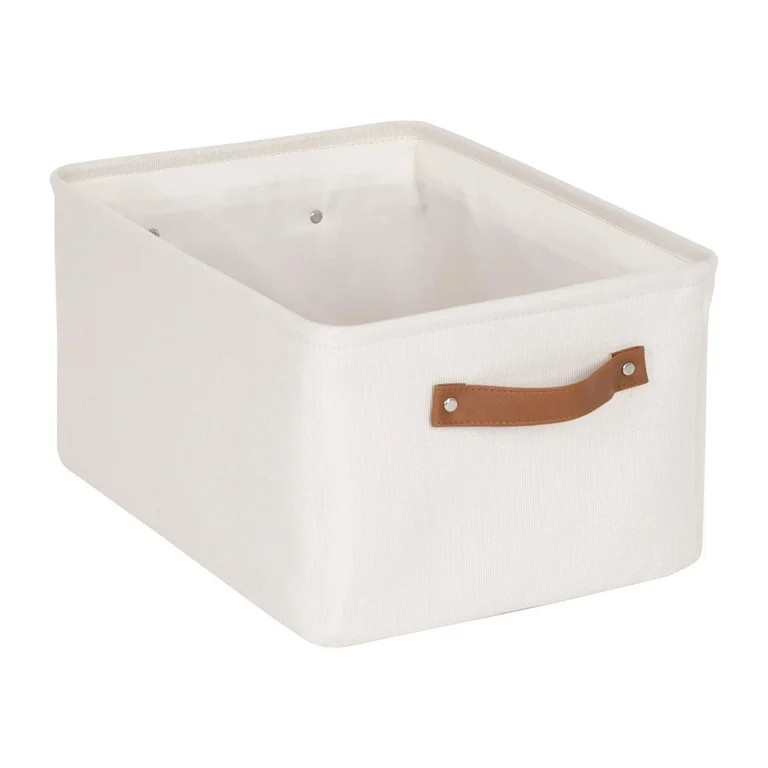 Mainstays Natural Canvas Polyester Storage Basket with Handles | Walmart (US)