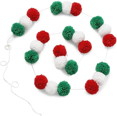 Amazon.com: Wool Pom Pom Garland Decor for Christmas Party (Red, White, Green, 10 Feet) : Home & ... | Amazon (US)