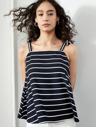 Striped Tie-Strap Silky Top | Banana Republic Factory