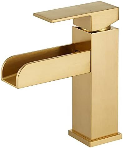 Lexdale Waterfall Bathroom Faucet Vessel Sink Faucet Brushed Gold Vanity Brass Single Handle Lava... | Amazon (US)
