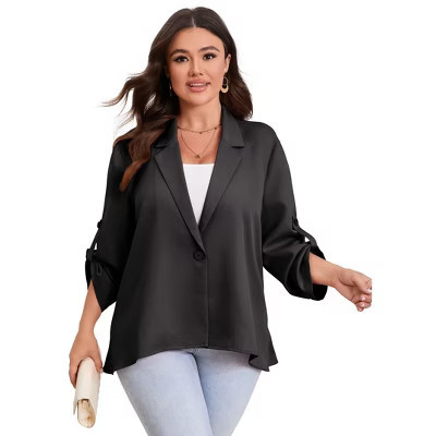 Womens Blazers Adjustable Long Sleeve Classic Draped Open Front Lightweight Cardigans Jacket,XL,Black | Target