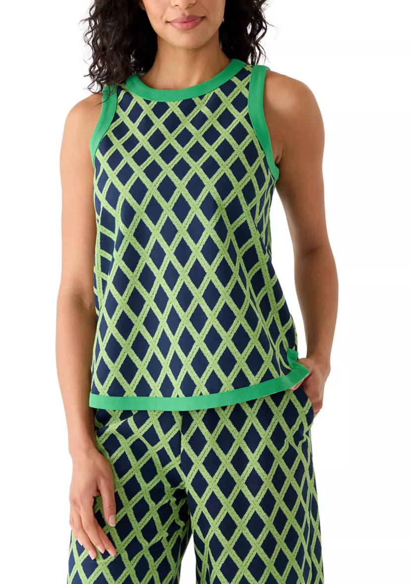Women's Sleeveless Tipped Knit Print Top | Belk