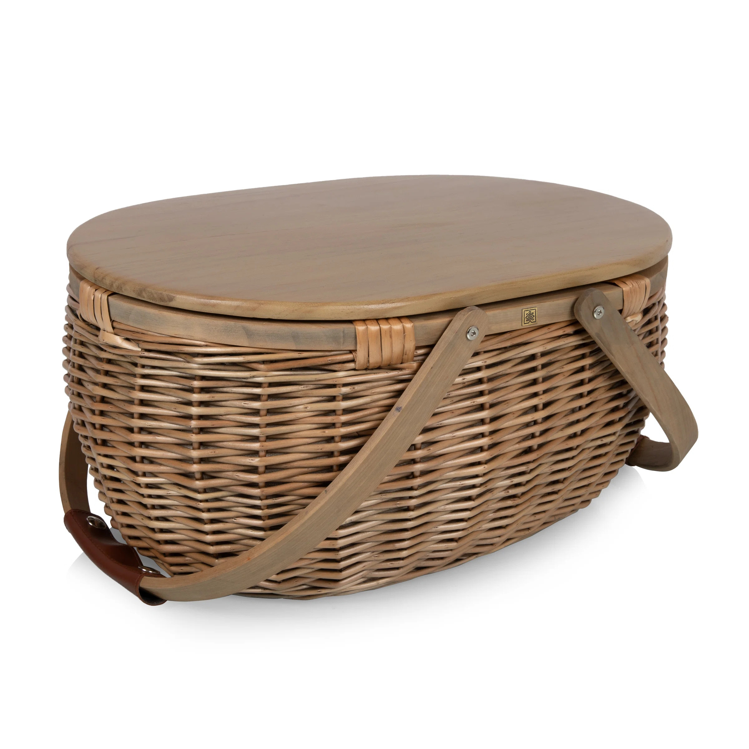 Sequoia Woven Willow Picnic Basket with Insulated Removable Cooler Tote Bag | Wayfair North America