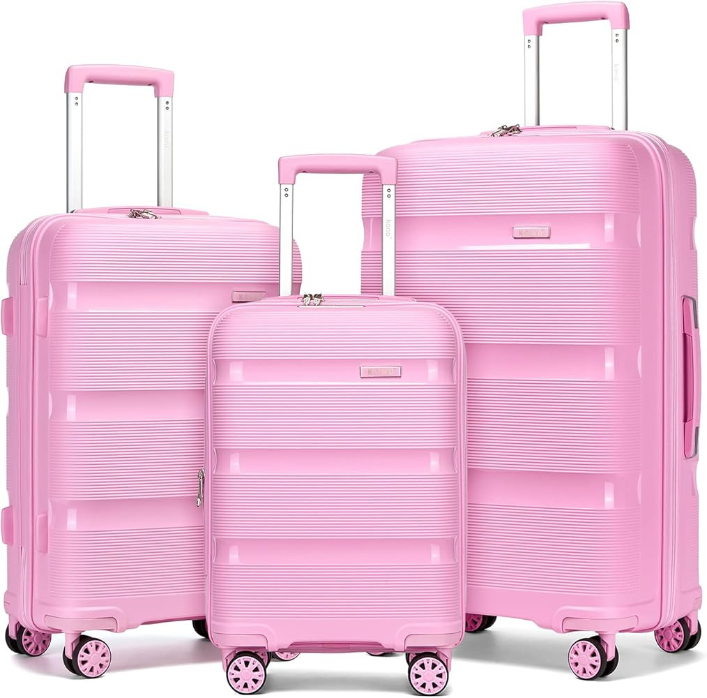 Kono Luggage Sets 3 Piece Hard Shell Travel Trolley 4 Spinner Wheels Lightweight Polypropylene Su... | Amazon (US)