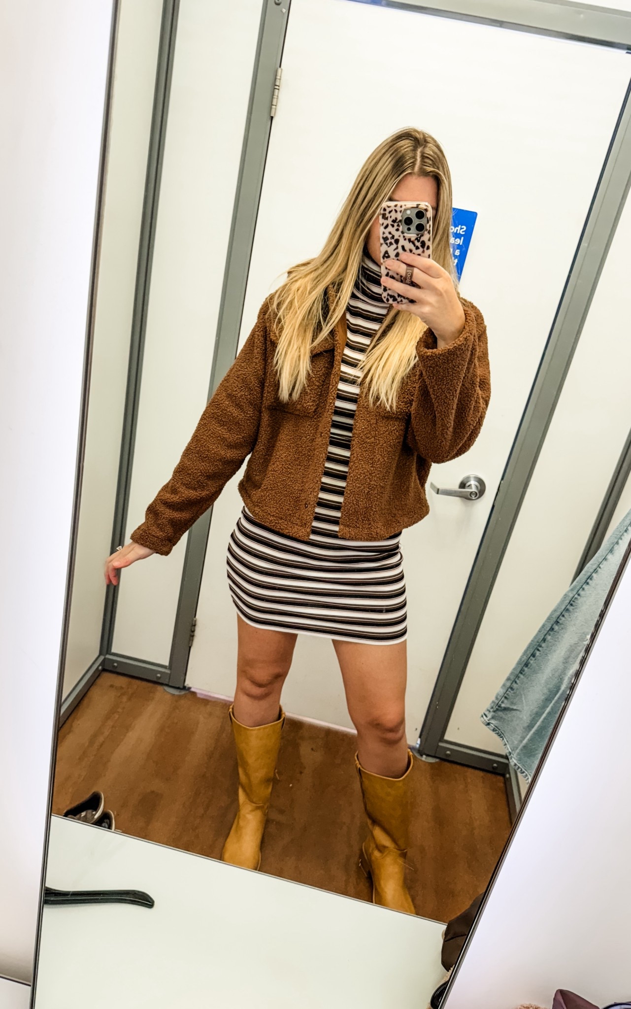 Another Thanksgiving outfit inspo!! This dress is so comfy and stretchy. Paired with this cute jacket & boots! Wearing a size L in the dress and M in the jacket 

#LTKTall #LTKFindsUnder50 #LTKMidsize