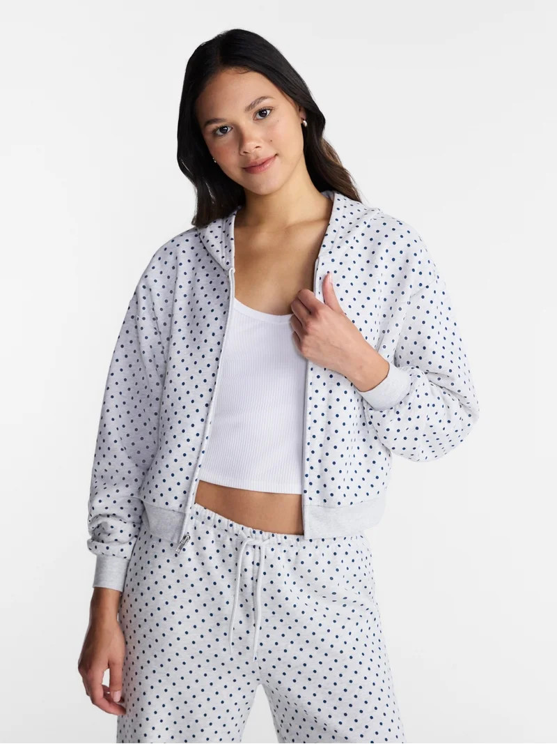 No Boundaries Boxy Zip Up Hoodie, Women's XXS-XXL | Walmart (US)