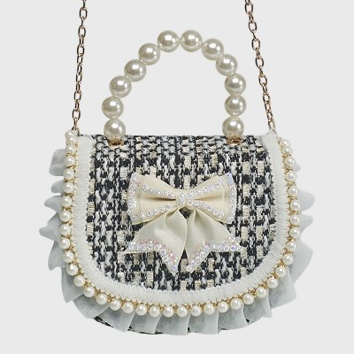 Willow & Ruby Girls Mini Houndstooth Handbag with Pearl Handle | Target