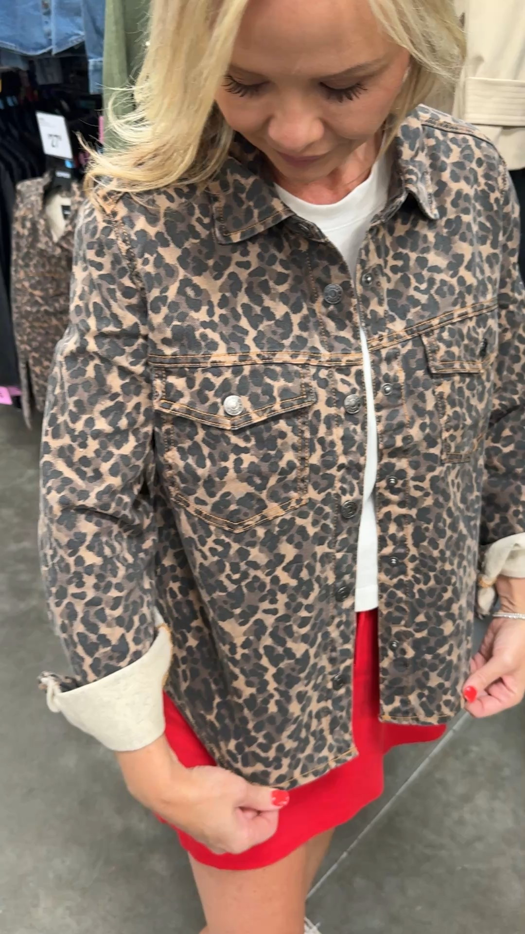 Super cute new Denim Jackets. They come in a blue denim color, a black with sparkles and a leopard print. They come in sizes XS-2XL. They fit true to size and are super cute! Get them now at Sam’s Club for $27.98. 
