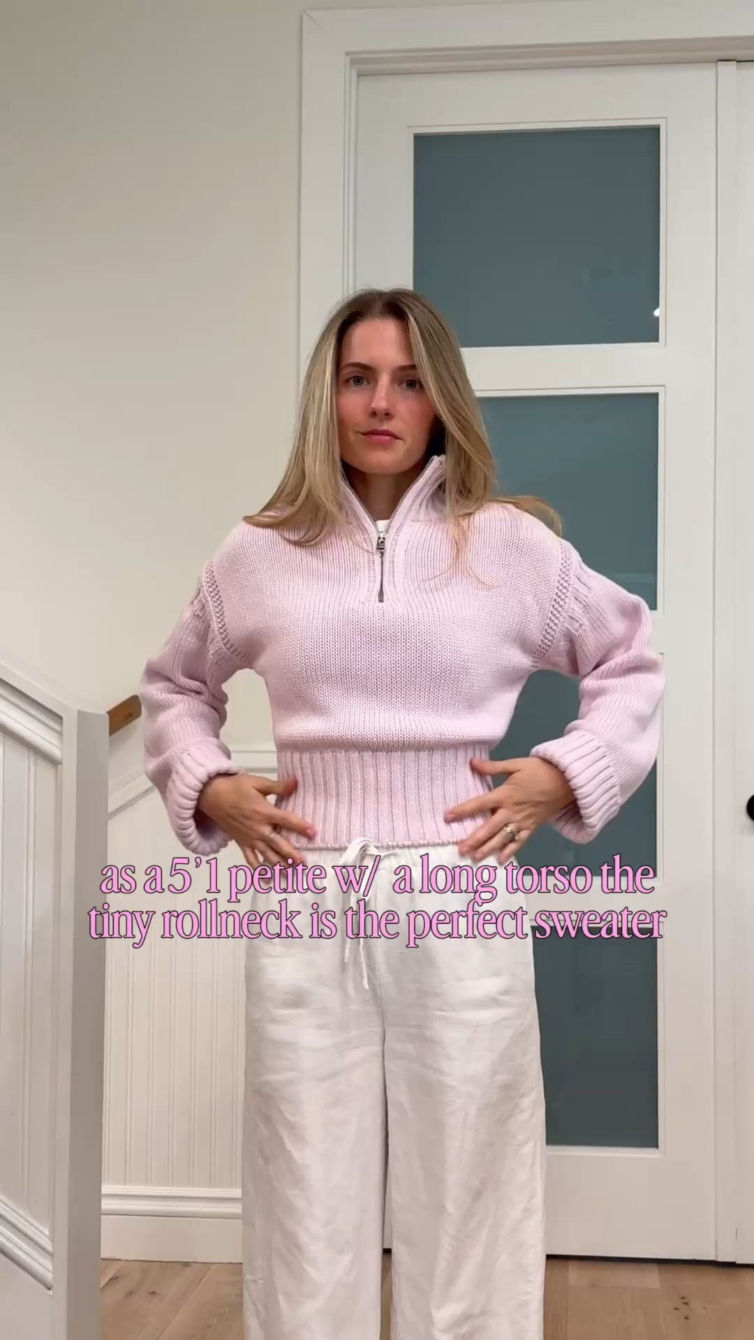 The J Crew tiny rollneck in size XXS is actually perfect 🥲 I do have to roll the sleeve still though lol ￼

#LTKootd #LTKPetite #LTKTravel