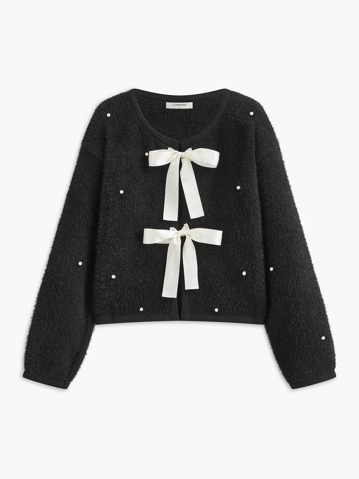 Beaded Decor Bow Knit Top | Commense