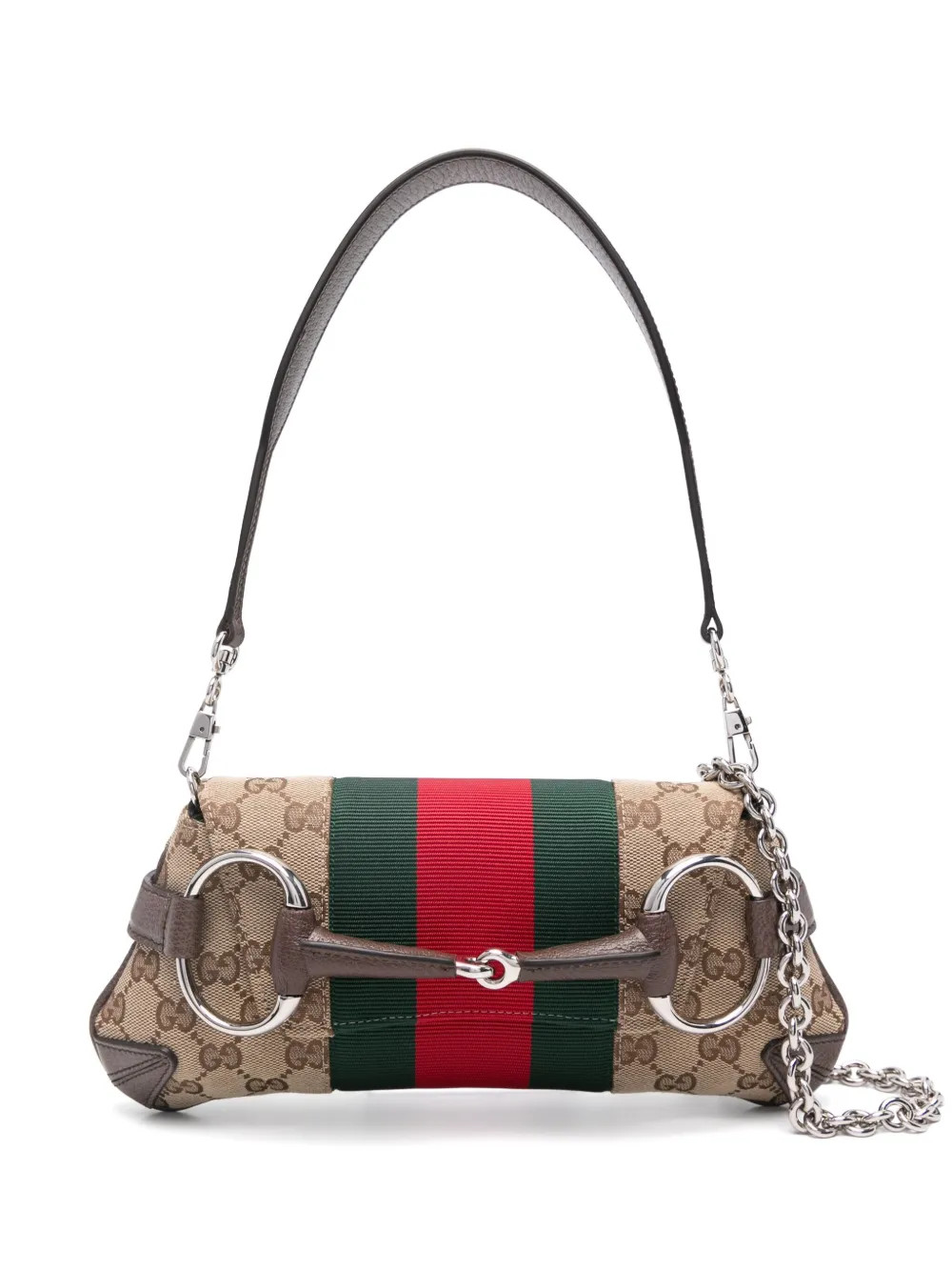 Gucci Small Horsebit Chain Shoulder Bag | Neutrals | FARFETCH | Farfetch Global