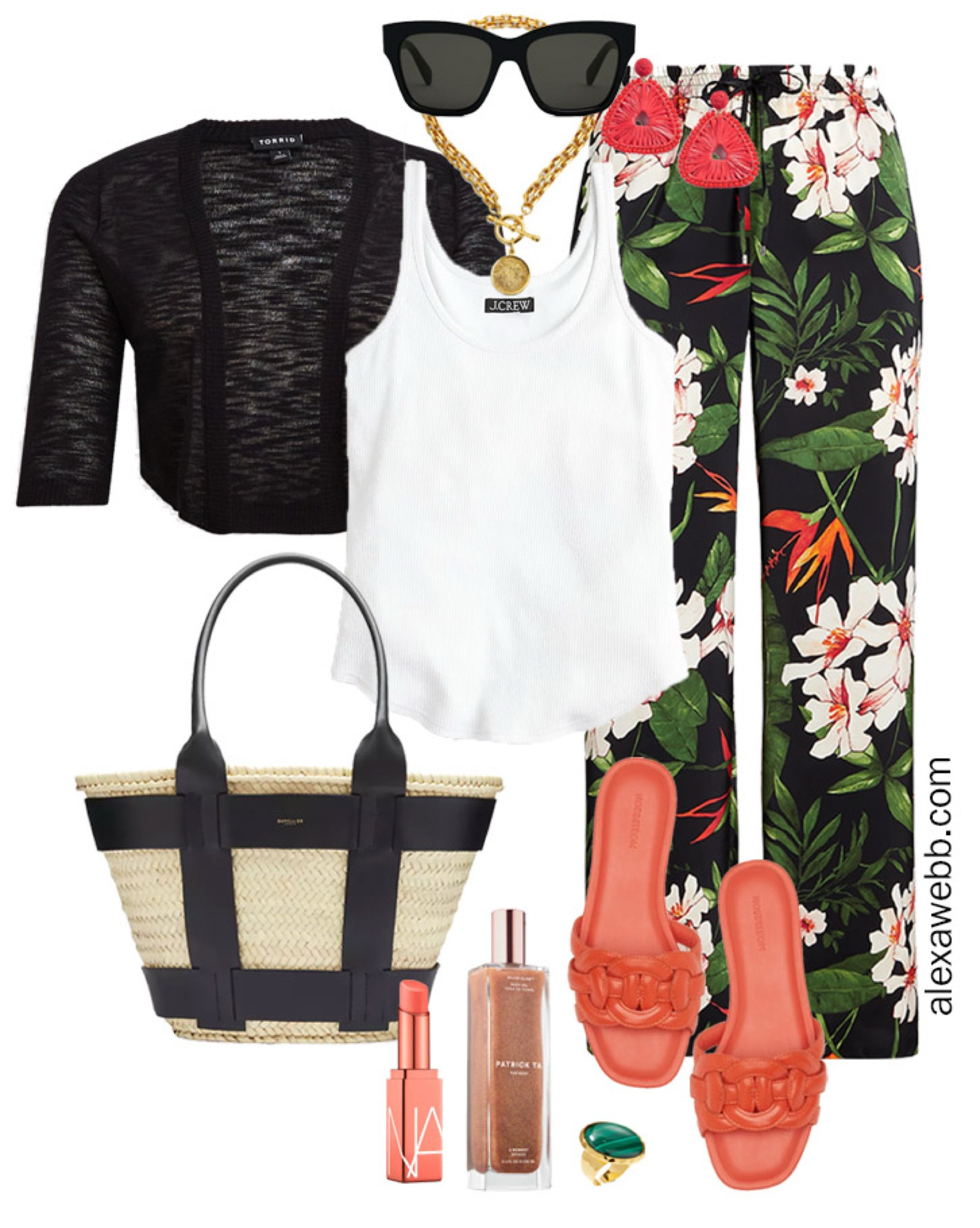 Plus Size Resort Wear - Part 1 - Plus Size Vacation Outfit with a white tank, tropical pants, and orange sandals for a dinner on the beach. Alexa Webb

#LTKStyleTip #LTKSeasonal #LTKPlusSize