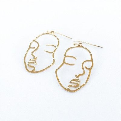 Sanctuary Project Hammered Modern Art Face Statement Drop Earrings Gold | Target