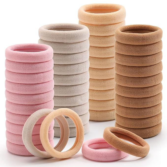 100 Pcs Thick Seamless Tan Hair Ties, Ponytail Holders Hair Accessories No Damage for Thick Hair ... | Amazon (US)