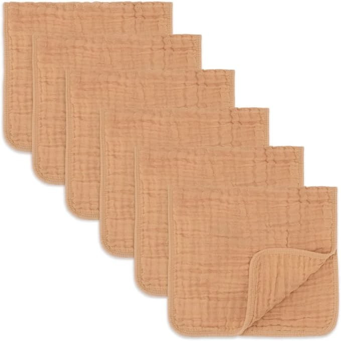 Muslin Burp Cloths 6 Pack Large 100% Cotton Hand Washcloths 6 Layers Extra Absorbent and Soft (Ca... | Amazon (US)