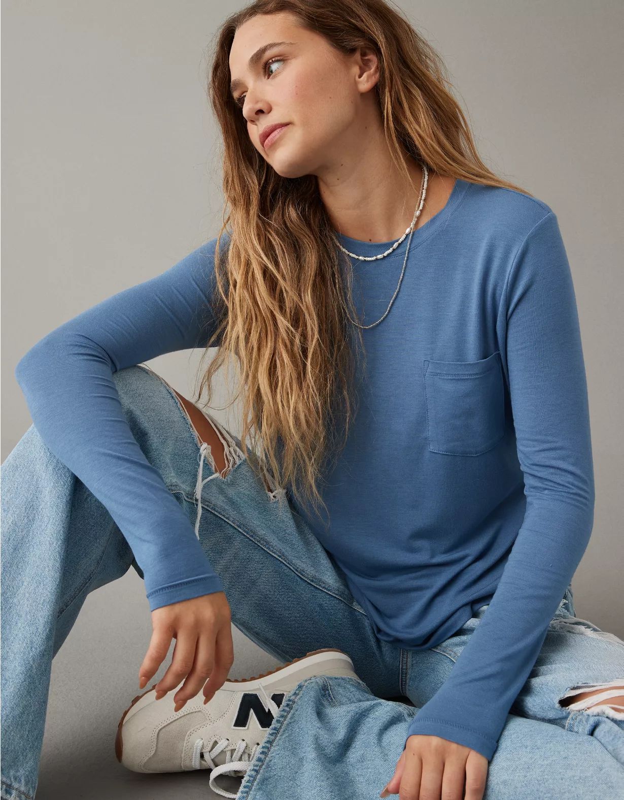 AE Soft & Sexy Long-Sleeve Pocket Tee | American Eagle Outfitters (US & CA)