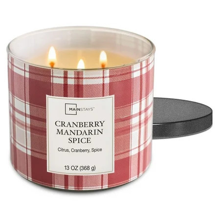 Mainstays Cranberry Mandarin Spice Scented 3-Wick Candle, 13 oz. | Walmart (US)