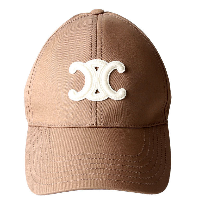 Triomphe Cotton Baseball Cap Hat Size Large Brown | Keeks Designer Handbags