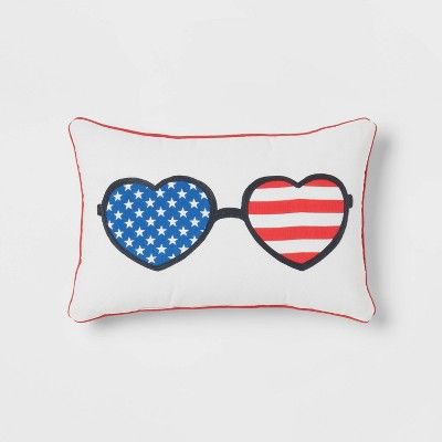 Stars and Striped Sunglasses Lumbar Throw Pillow Red/White/Blue - Sun Squad™ | Target