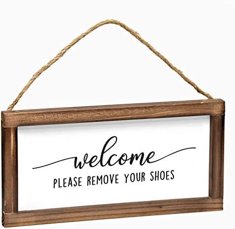 Please Remove Your Shoes Hanging Sign - Rustic Farmhouse Decor for the Home Sign - Wall Decoratio... | Amazon (US)