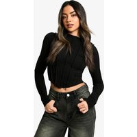 Womens Exposed Seam Long Sleeve Top - Black - 6 | boohoo (US & Canada)