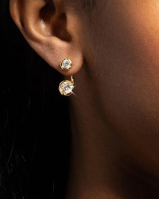 Asterales Gold Front Back Earrings | Gold Crystal Front Back Earrings | Alexis Bittar