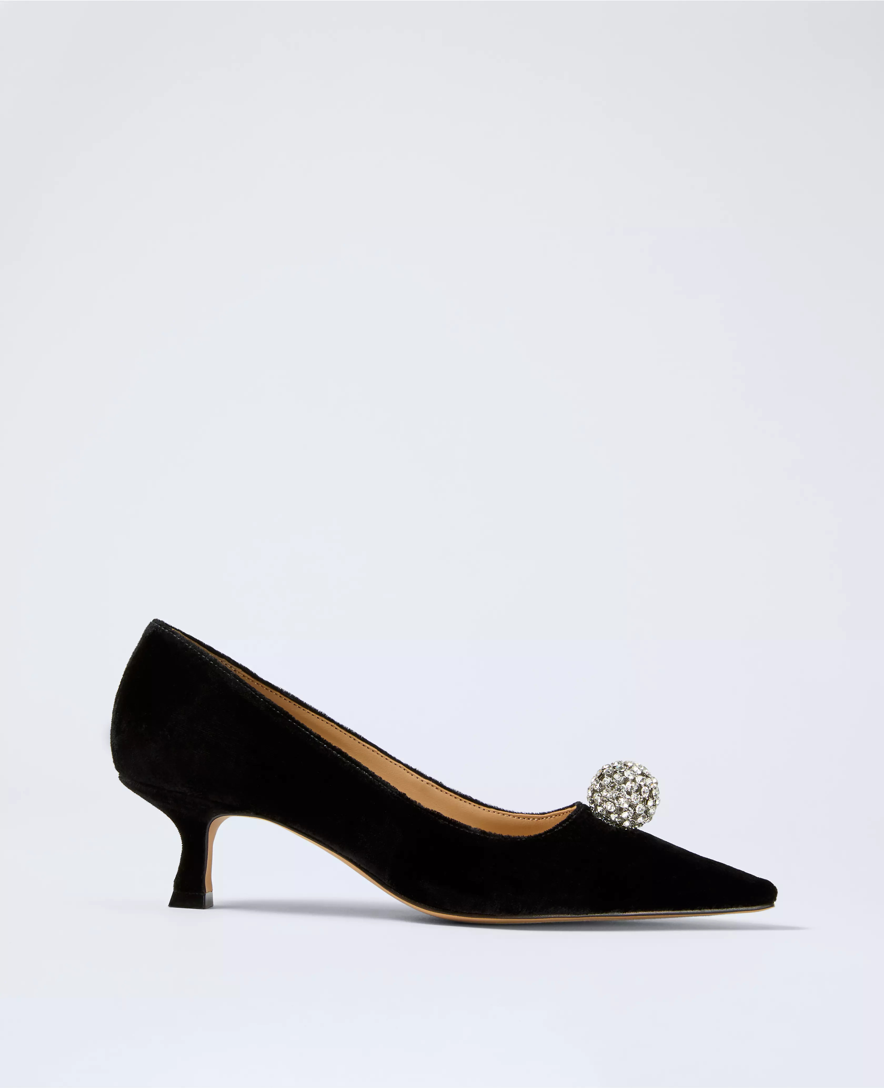 Velvet Embellished Kitten Heel Pump | Ann Taylor