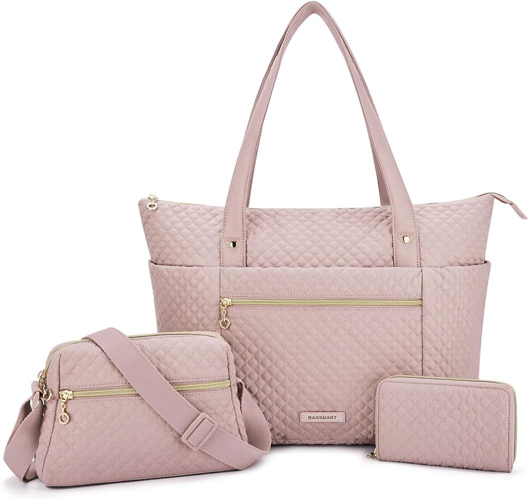 BAGSMART Women Tote Bag, Large Shoulder Bag for Women Top Handle Satchel Purse Set 3pcs | Amazon (US)