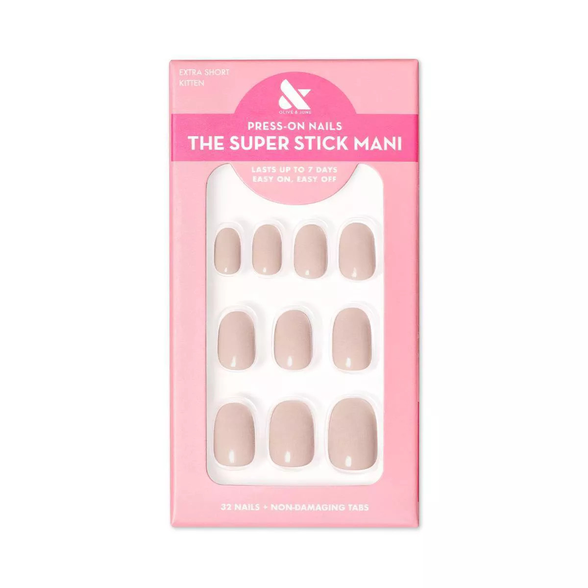 Olive & June Round Fake Nails - Kitten - 32ct | Target