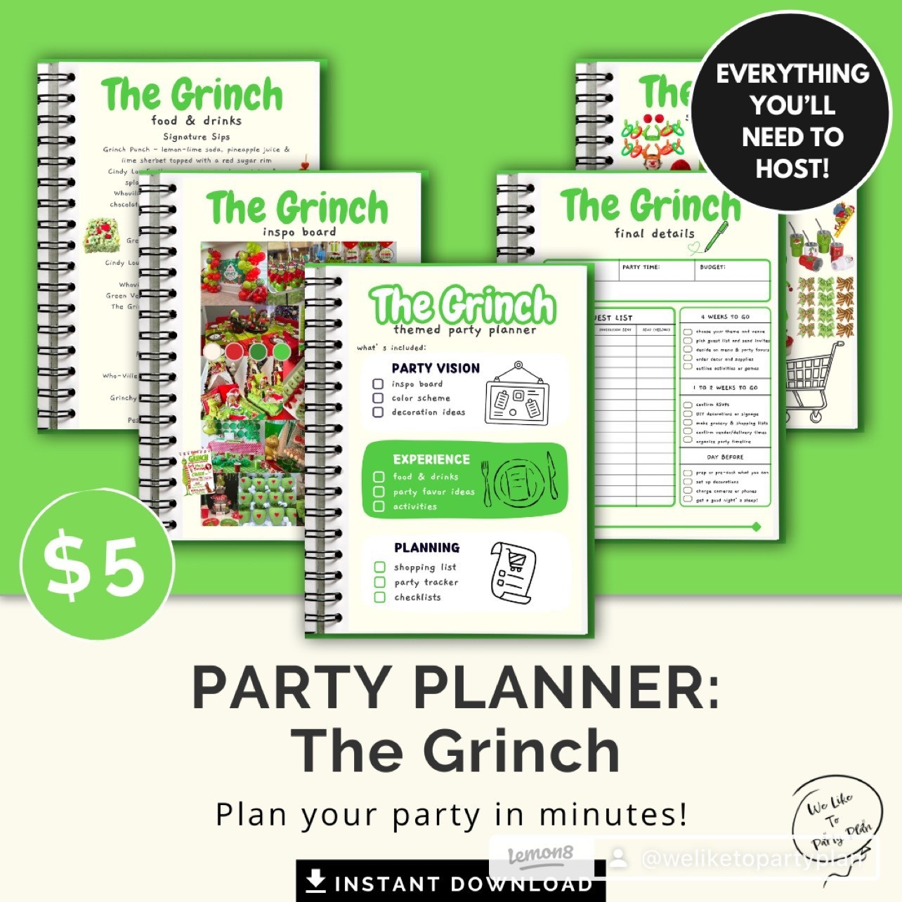 Let's Plan a Grinch Themed Party! 💚🎅🏼💚
Plan your party in minutes with this $5 Grinch themed party planner! 

#LTKHoliday