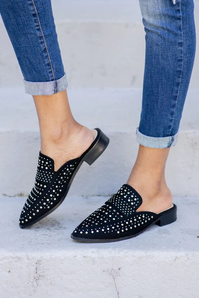 Go The Extra Mile Black Studded Mules | The Mint Julep Boutique