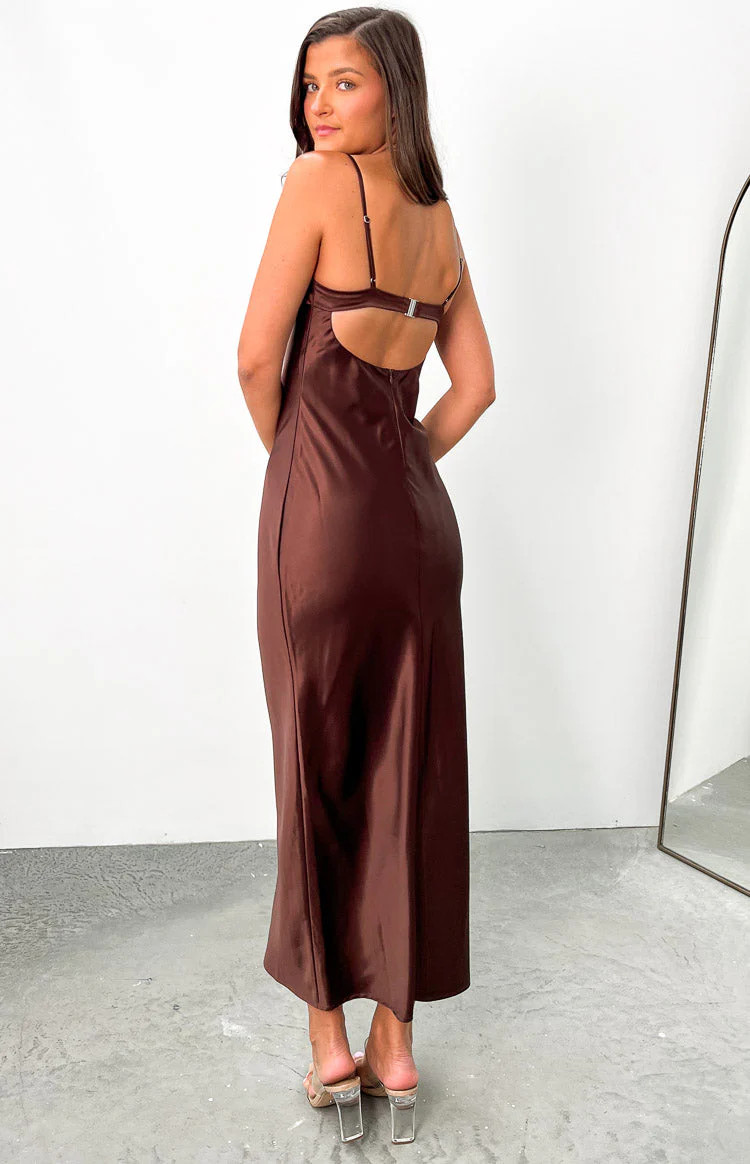 Scarlette Brown Maxi Dress | Beginning Boutique (US)