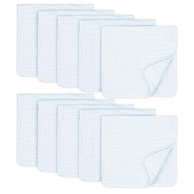 Muslin Burp Cloths 10 Pack Large 100% Cotton Hand Washcloths 6 Layers Extra Absorbent and Soft (W... | Amazon (US)