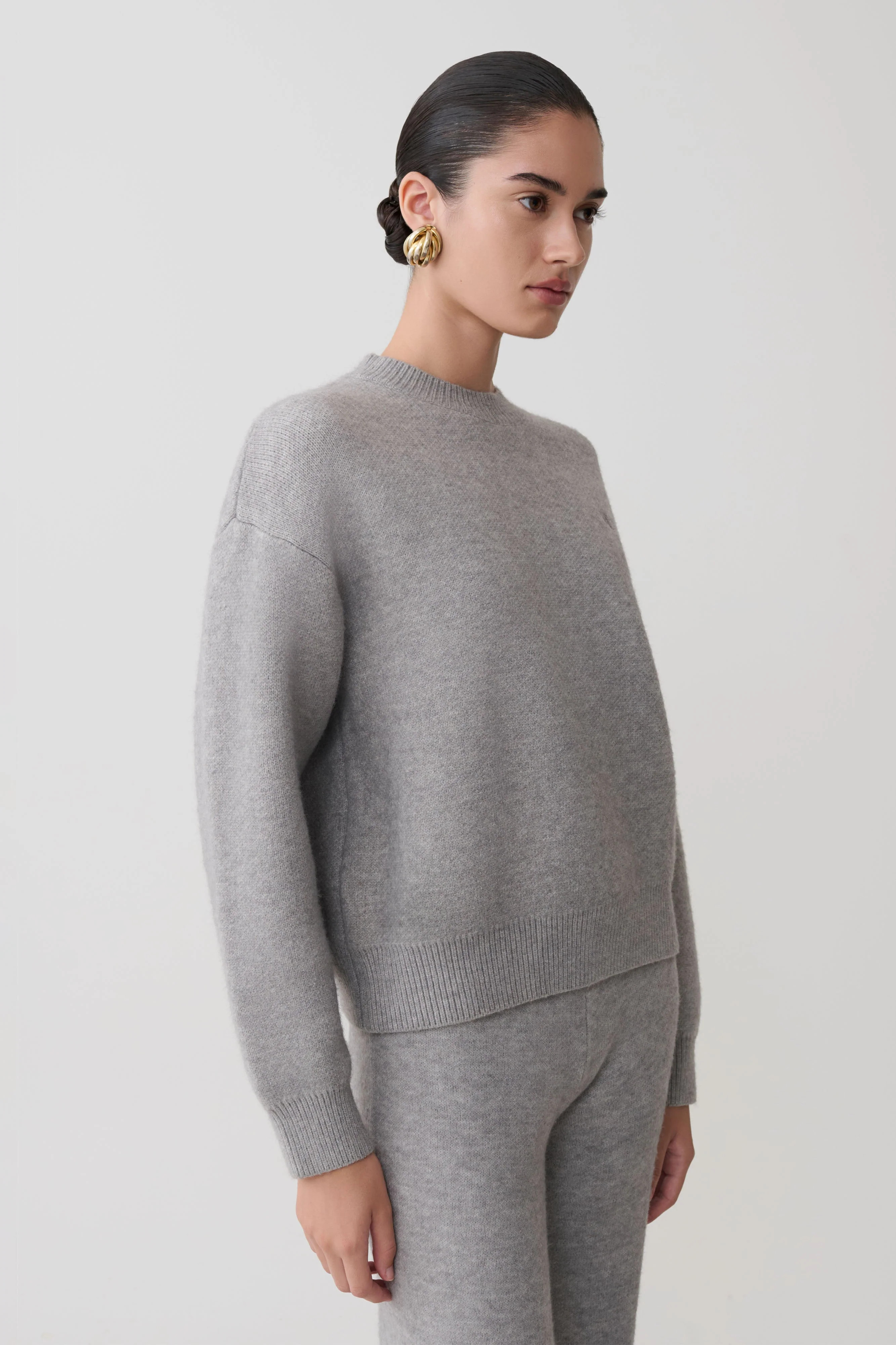 Oversized Knit Jumper - Grey Marle | MESHKI US