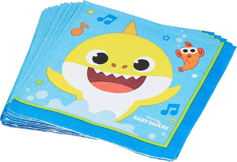 Baby Shark Luncheon Napkins, 6.5" (16-Pack) - Adorable Table Accessory, Perfect for Kids' Parties... | Amazon (US)