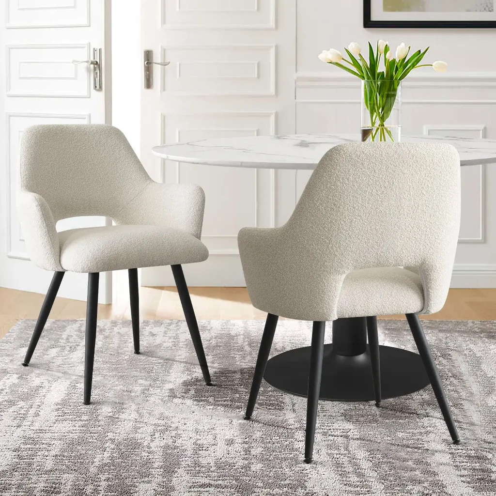 Edwin Modern Upholstered Dining Chair with Arms (Set of 2) | Pop Maison