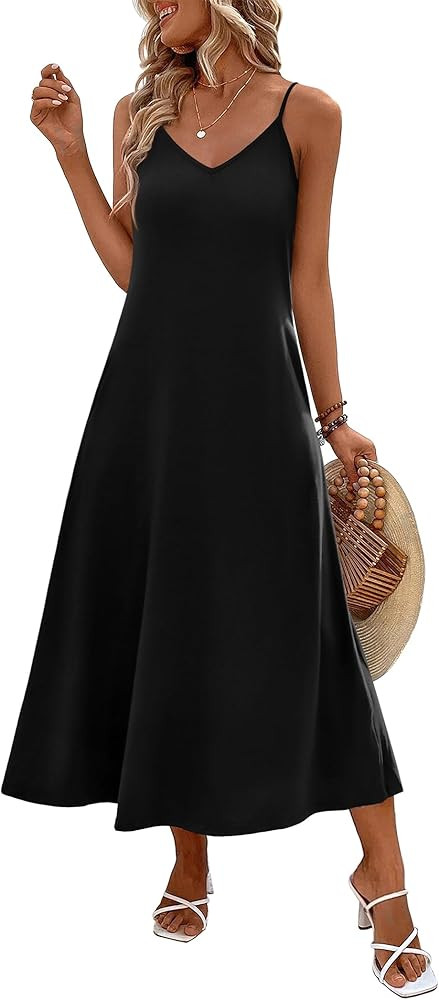 Zeagoo Womens Summer Maxi Dress Spaghetti Strap Casual Printed Dress Boho Floral Beach Sundress, | Amazon (US)