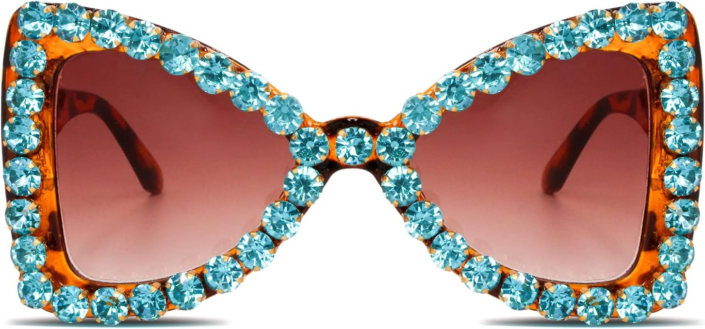 Bling Bedazzled Rhinestone Sunglasses for Women Sparkly Glitter Diamond Rave Glasses Disco Access... | Amazon (US)