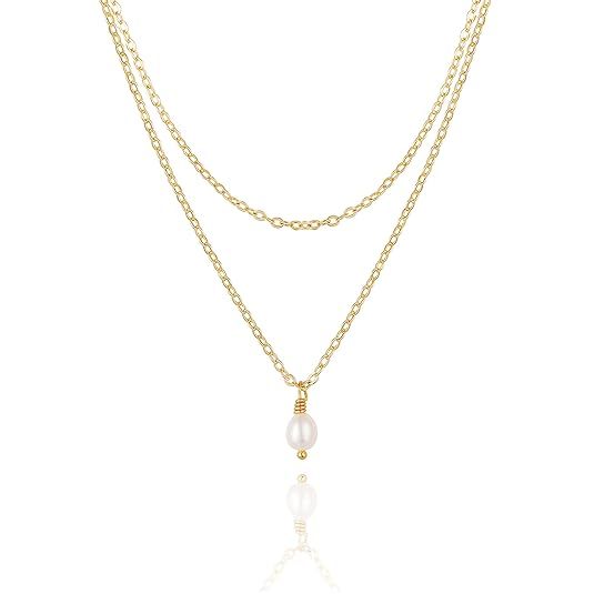 Karma Circle Disk Necklace 18K Gold Pearl Choker Layered Full Moon Dainty Minimalist Jewelry for ... | Amazon (US)