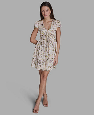 Women's Charmeuse V-Neck Mini Dress | Macy's