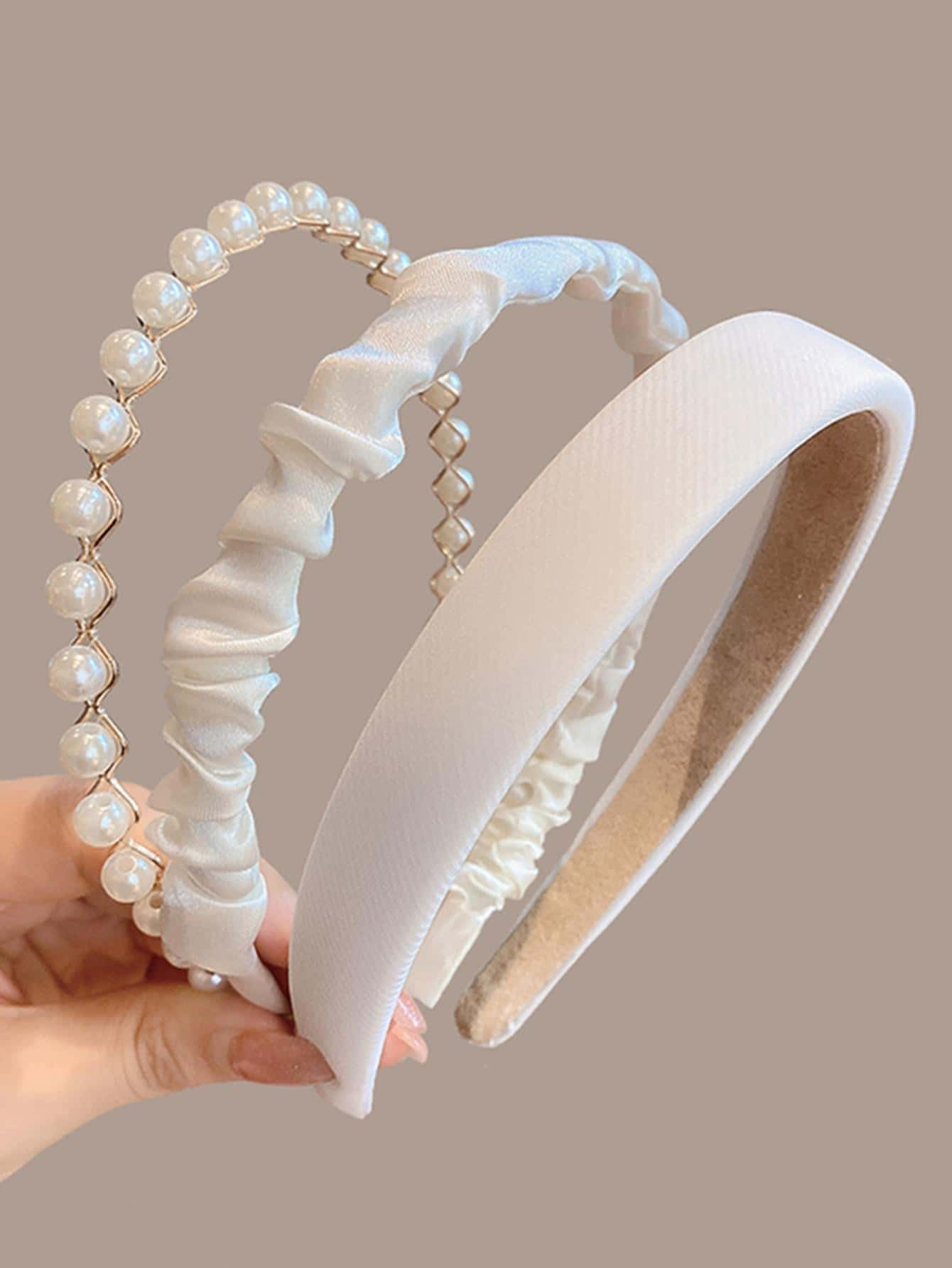 3pcs Women Faux Pearl Decor Elegant Headband, For Decoration | SHEIN