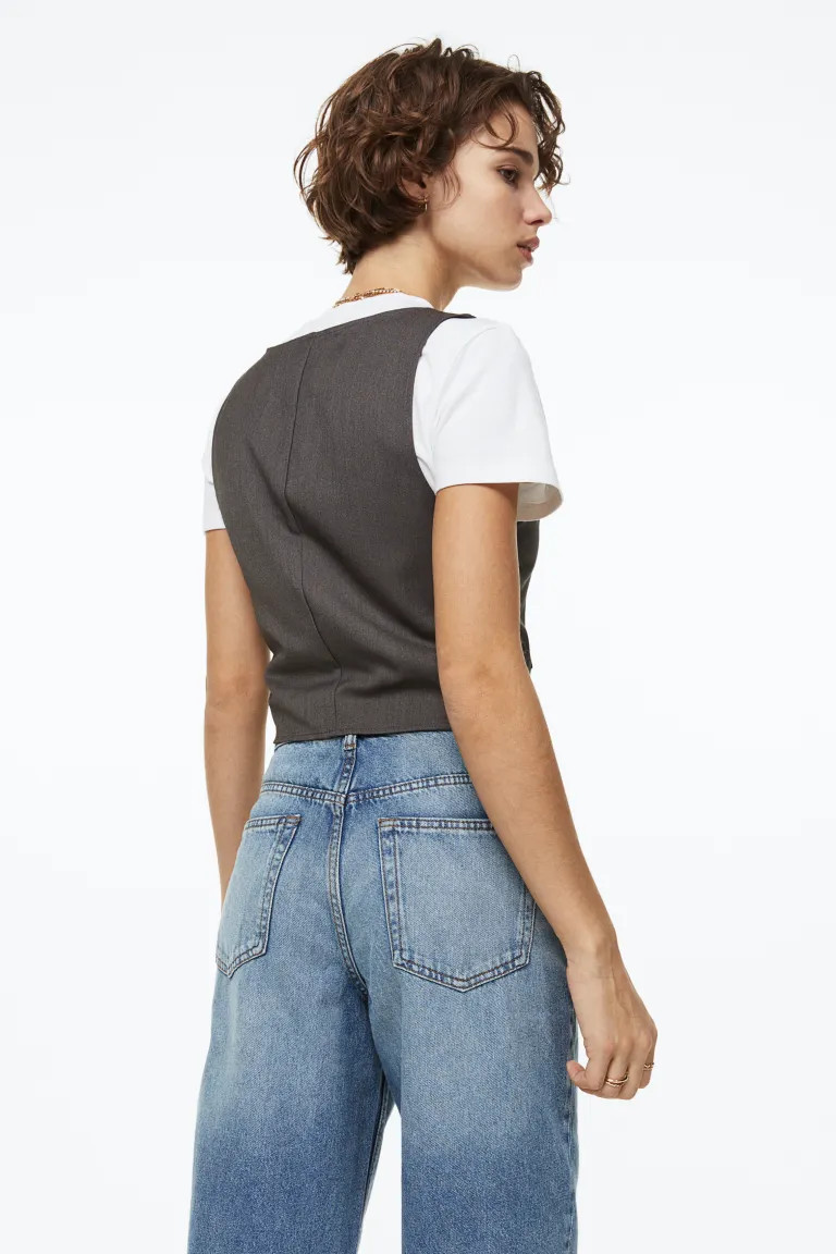 Suit waistcoat - Dark grey - Ladies | H&M GB | H&M (UK, MY, IN, SG, PH, TW, HK)