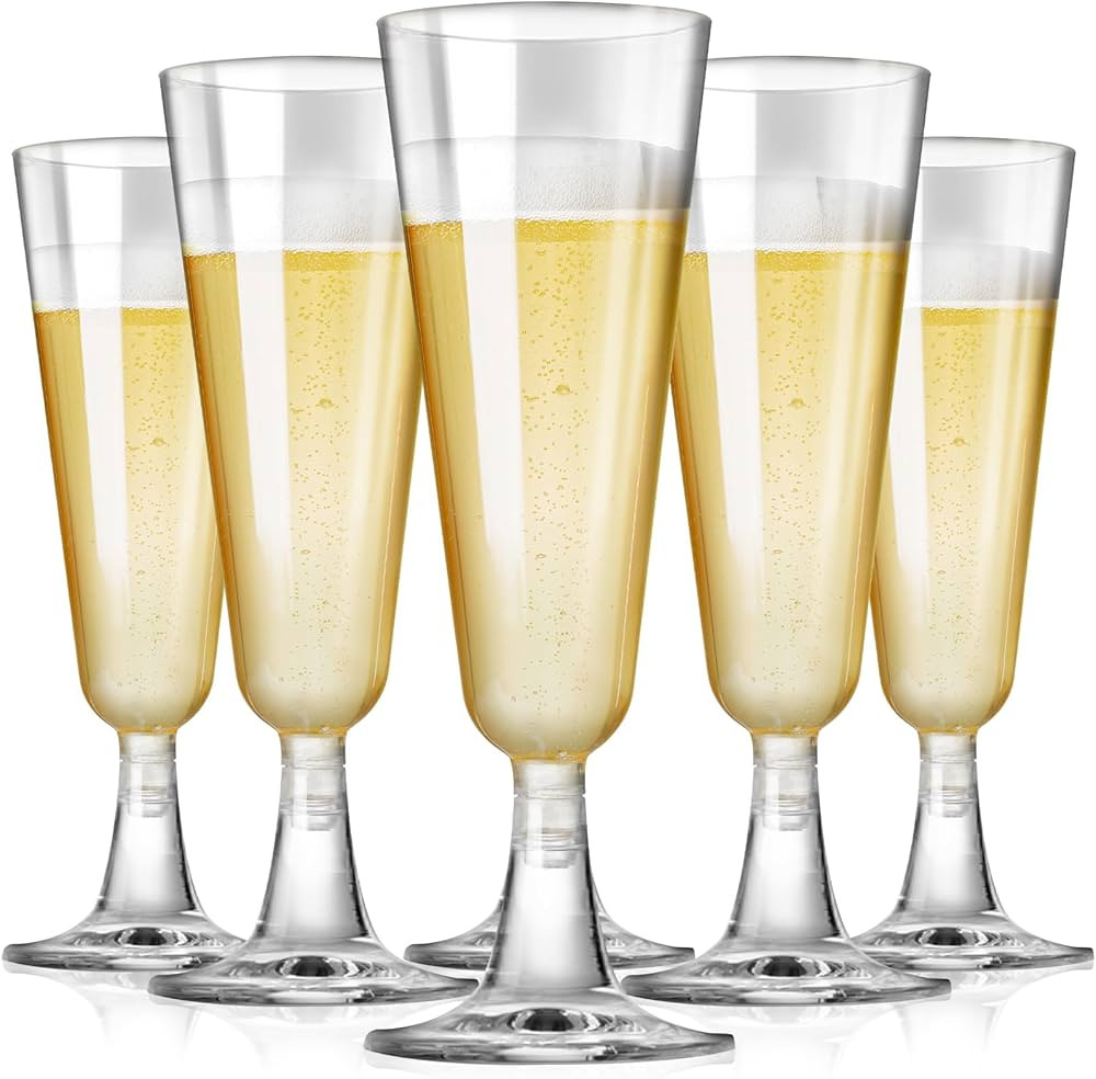 SUREHOME Plastic Champagne Flutes Plastic Champagne Glasses Disposable Mimosa Glasses Bulk 100 Pa... | Amazon (US)