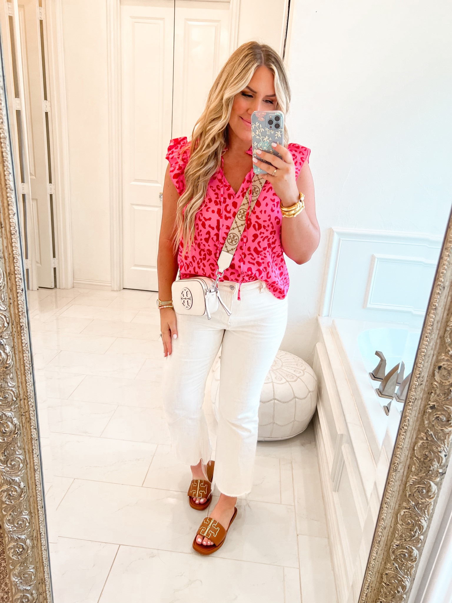 Wearing a medium in top 
Best white high jeans 👖 fit tts 
Tory Burch sandals suggest 1 size up! 

#LTKshoecrush #LTKunder50 #LTKstyletip