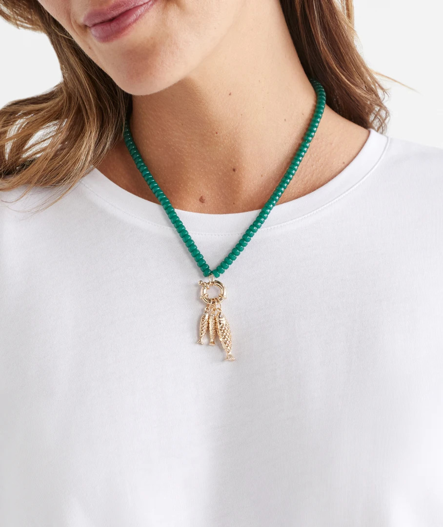 Beaded Pendant Necklace - Green | Sussan