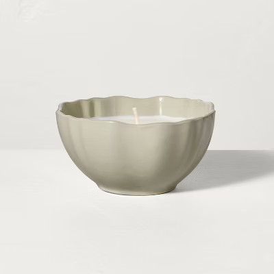 Scalloped Ceramic Lemon and Cedar Jar Candle Green 5oz - Hearth & Hand™ with Magnolia | Target