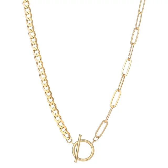 JS Jessica Simpson Women’s Gold Plated Sterling Silver Clip/Curb Link Toggle Necklace | Walmart (US)